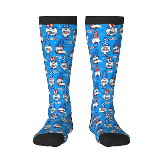 Fotbe Gnomes in USA print Women's Men's Novelty Crew Socks Cotton Socks Knee High Socks for Walking,Running,Nurses,Pregnancy