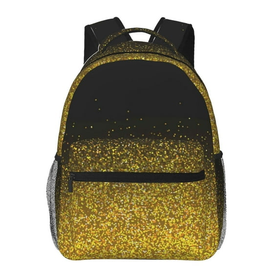 Fotbe Gold Glitter Gradient Pattern Casual Backpack for School, Travel, and Outdoor Activities - Durable, Lightweight, and Comfortable