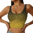 thumbnail image 1 of Fotbe Gold Glitter Gradient Pattern Womens' Sports Bra Longline Wirefree Padded with Medium Support Sports Moisture-Wicking Workou Vest,Tank Top-XX-Large, 1 of 7