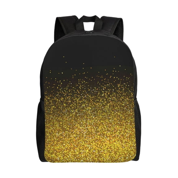Fotbe Gold Glitter Gradient Travel Laptop Backpack, Business Slim Sturdy Laptops Backpack, Water Resistant College School Computer Bag Gift for Men & Women Fits 15.6 Inch Notebook