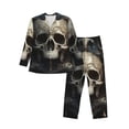 thumbnail image 1 of Fotbe Gold Pattern Skull Pattern Long Sleeve Pajama Set for Men,Sleepwear Set,2-piece Loungewear Set,Soft PJs Comfy Nightwear with Pockets-XX-Large, 1 of 7