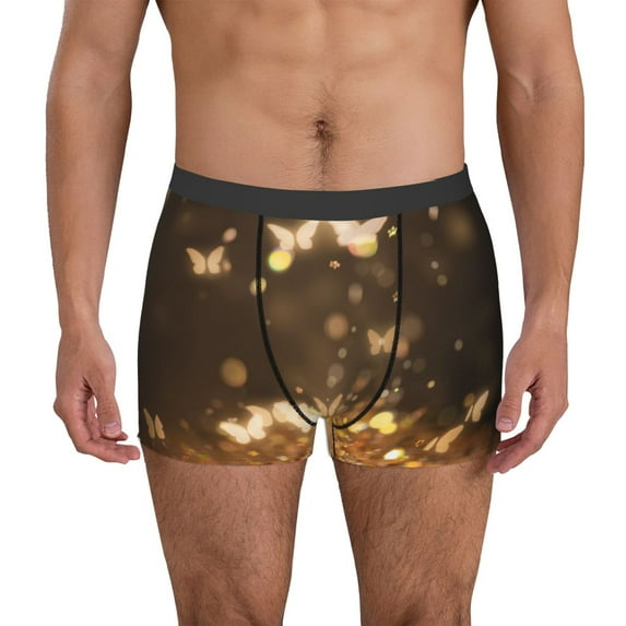 Fotbe Gold butterfly glitter Men’s Total Support Pouch Boxer Briefs, X-Temp Cooling, Moisture-Wicking Underwear, Regular, Long-leg and Trunk-Medium