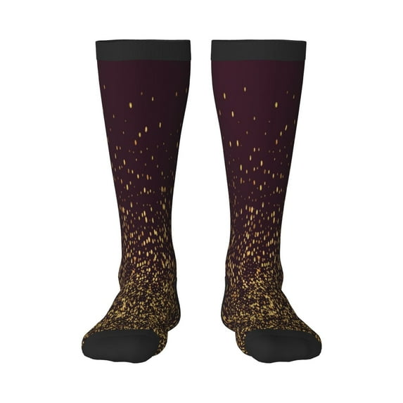 Fotbe Gold sparklin print Women's Men's Novelty Crew Socks Cotton Socks Knee High Socks for Walking,Running,Nurses,Pregnancy