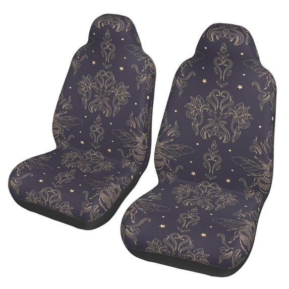 Fotbe Golden Bumblebee Pattern Automotive Seat Covers for Cars Trucks and SUVs – Car Seat Covers for Front Seats,Protective Seat Covers,Vehicle Seat Covers, Set of 2