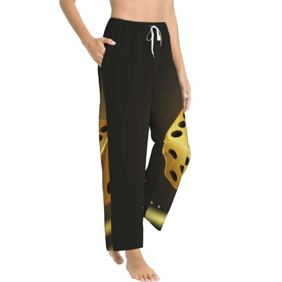 Fotbe Golden Dice Women's Pajama Pants,Sleepwear Pants,Pj Bottoms Drawstring And Pockets-Medium