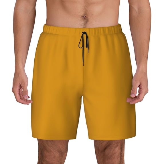 Fotbe Goldenrod Men’s Swim Trunks Quick Dry Swim Shorts Board Shorts with Mesh Lining-3X-Large