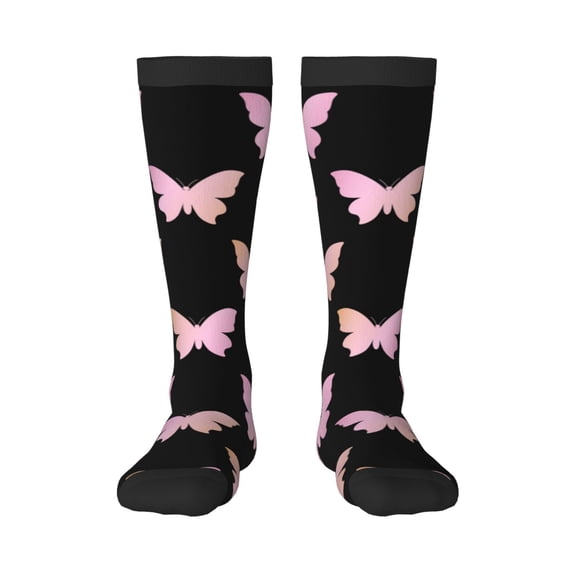 Fotbe Gradient Butterfly print Women's Men's Novelty Crew Socks Cotton Socks Knee High Socks for Walking,Running,Nurses,Pregnancy