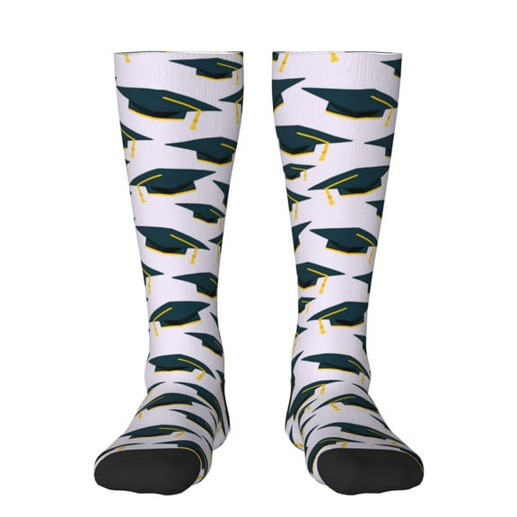 Fotbe Graduation Hats print Women's Men's Novelty Crew Socks Cotton Socks Knee High Socks for Walking,Running,Nurses,Pregnancy