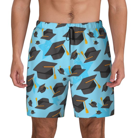 Fotbe Graduation Hats1 Men’s Swim Trunks Quick Dry Swim Shorts Board Shorts with Mesh Lining-Small