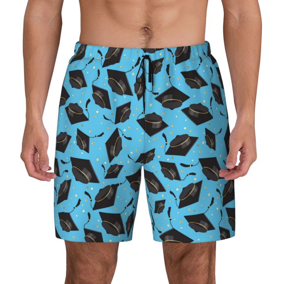 Fotbe Graduation Hats2 Men’s Swim Trunks Quick Dry Swim Shorts Board Shorts with Mesh Lining-Small