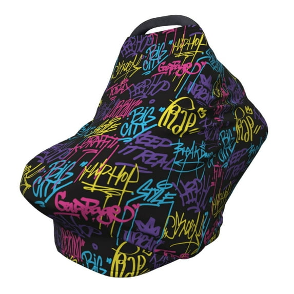 Fotbe Graffiti Art Pattern Car Seat Covers for Babies, Nursing Breastfeeding Cover Infant Carseat Canopy, Soft Stretchy Carrier Cover