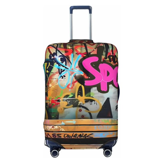 Fotbe Graffiti Lamp Urban Scene Luggage Cover Protector,Suitcase Protector,Scratch and Dirt Resistant,Fits 18-32 Inch Luggage-X-Large