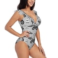 thumbnail image 1 of Fotbe Gray Tractor Women's Tummy Control Swimsuits Slimming One Piece Bathing Suit Ruffle Wrap V Neck Swimwear-, 1 of 8