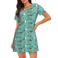 thumbnail image 1 of Fotbe Great White Shark Pattern Women's Cotton Nightgown Sleepwear Short Sleeves Shirt Casual Print Sleepdress, 1 of 6