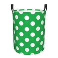 thumbnail image 1 of Fotbe Green And White Polka Dot Pattern Laundry Basket with Handles, Waterproof Large Laundry Hamper, Wash Bag for Corner Dorm, Rolling Laundry Basket with Handles-Medium, 1 of 6