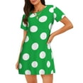 thumbnail image 1 of Fotbe Green And White Polka Dot Pattern Women's Cotton Nightgown Sleepwear Short Sleeves Shirt Casual Print Sleepdress, 1 of 6