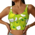 thumbnail image 1 of Fotbe Green Apple Pattern Womens' Sports Bra Longline Wirefree Padded with Medium Support Sports Moisture-Wicking Workou Vest,Tank Top-Large, 1 of 7