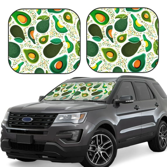 Fotbe Green Avocado 2-Piece Car Windshield Sun Shade | Sun Blocker for Car Windshield | Foldable Automotive Interior Accessories for Sun Protection-Medium