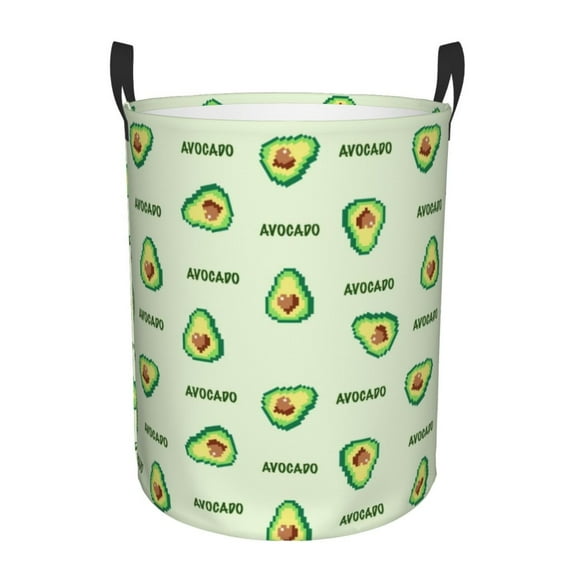 Fotbe Green Avocado Laundry Basket with Handles, Waterproof Large Laundry Hamper, Wash Bag for Corner Dorm, Rolling Laundry Basket with Handles-Medium