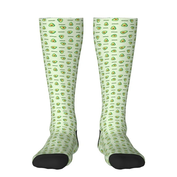 Fotbe Green Avocado print Women's Men's Novelty Crew Socks Cotton Socks Knee High Socks for Walking,Running,Nurses,Pregnancy