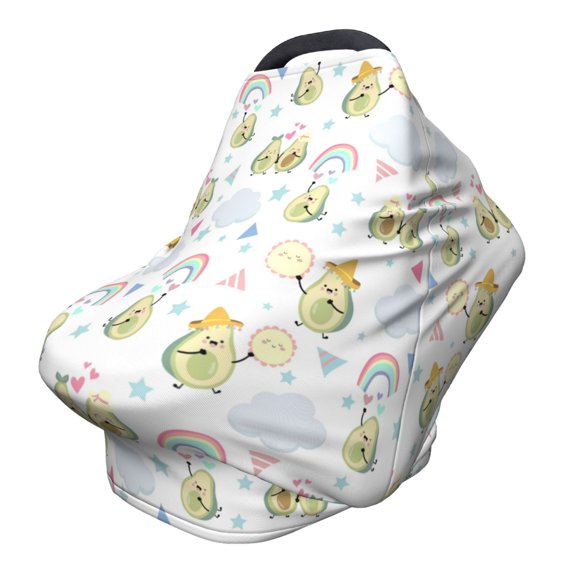 Fotbe Green Blue Avocado Pattern Car Seat Covers for Babies, Nursing Breastfeeding Cover Infant Carseat Canopy, Soft Stretchy Carrier Cover