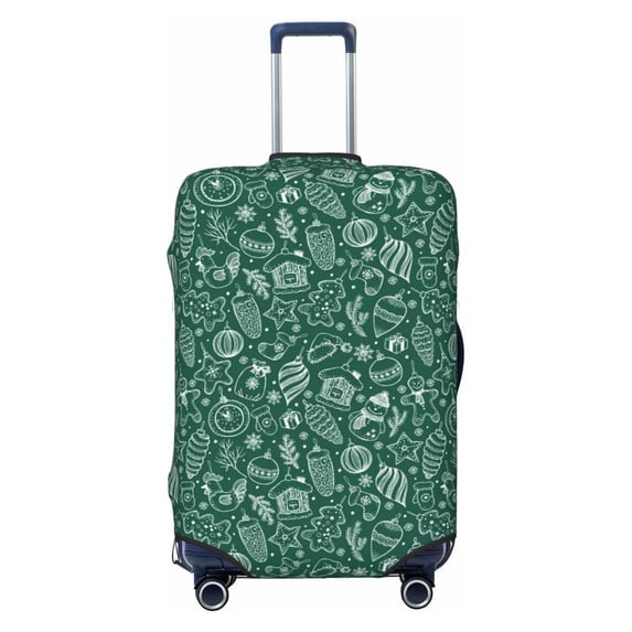 Fotbe Green Christmas Luggage Cover Protector,Suitcase Protector,Scratch and Dirt Resistant,Fits 18-32 Inch Luggage-Large
