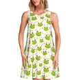 thumbnail image 1 of Fotbe Green Frog Pattern Women’s Summer Tank Midi Dress – Sleeveless A-Line Dress, Floral T-Shirt Dress, Casual Flowing Beach Sundress, 1 of 7