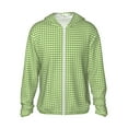 thumbnail image 1 of Fotbe Green Gingham Men's Women's UPF 50+ Sun Protection Jacket Hooded Cooling Shirt with Pockets Hiking Outdoor Performance-Small, 1 of 9