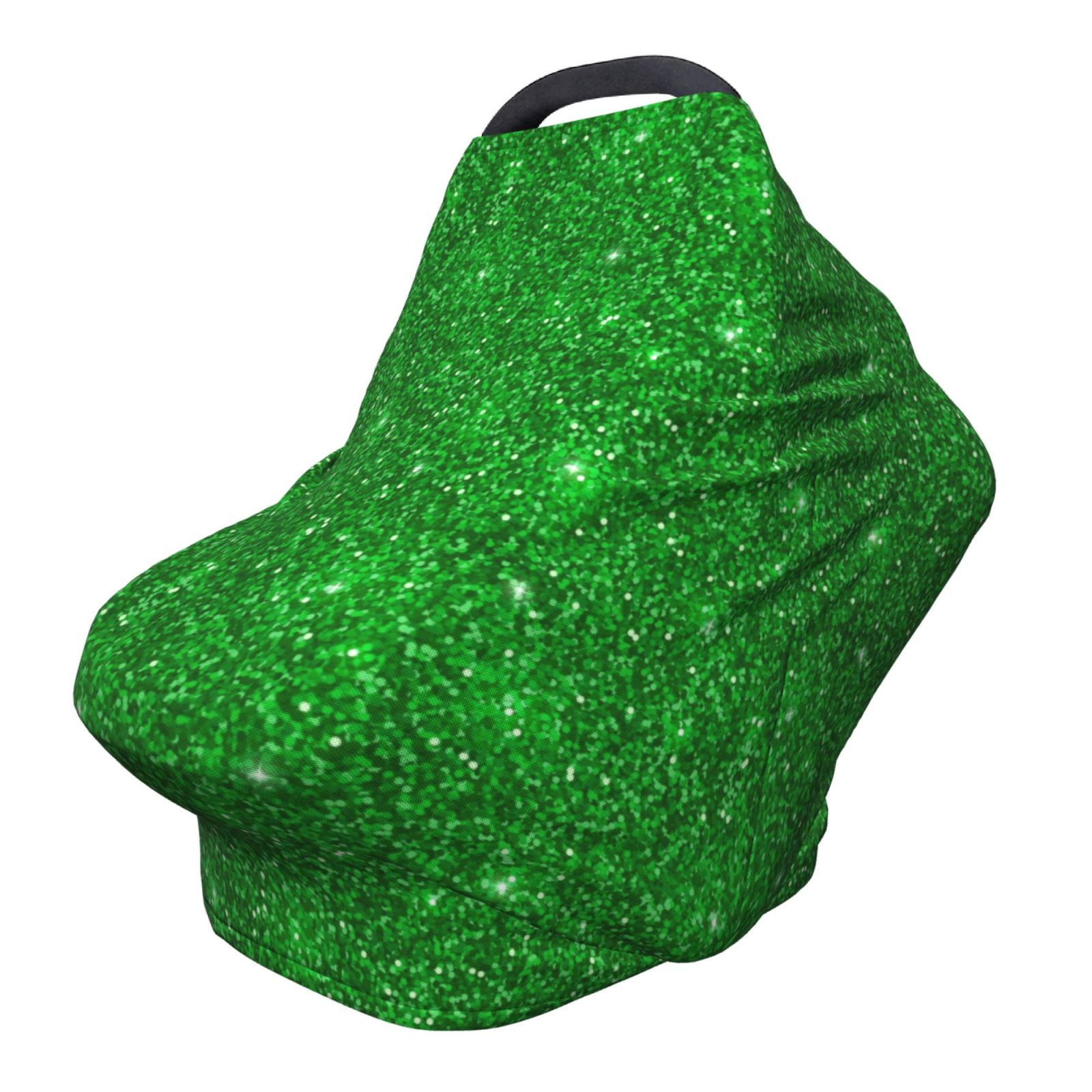 Fotbe Green Glitter Pattern Car Seat Covers for Babies, Nursing Breastfeeding Cover Infant Carseat Canopy, Soft Stretchy Carrier Cover