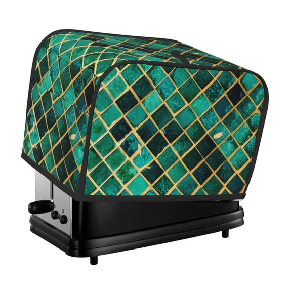 Fotbe Green Mosaic Glass for Two Slice Toaster Cover, Fingerprint Protector, Super Soft Appliance Cover And Dust Cover,Bread Dust Cover & Fingerprint Protection