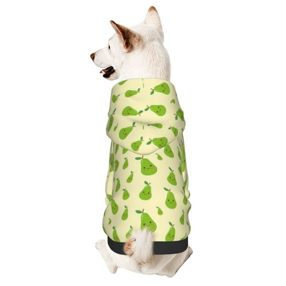 Fotbe Green Pears1 Print Small Dog Sweater Hoodies Pet Grey Hooded Soft Fleece Sweatshirts with Pocket Fall Winter Puppy Cat Sweaters Warm Clothes-Large
