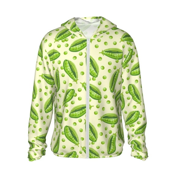 Fotbe Green Peas Men's Women's UPF 50+ Sun Protection Jacket Hooded Cooling Shirt with Pockets Hiking Outdoor Performance-Small