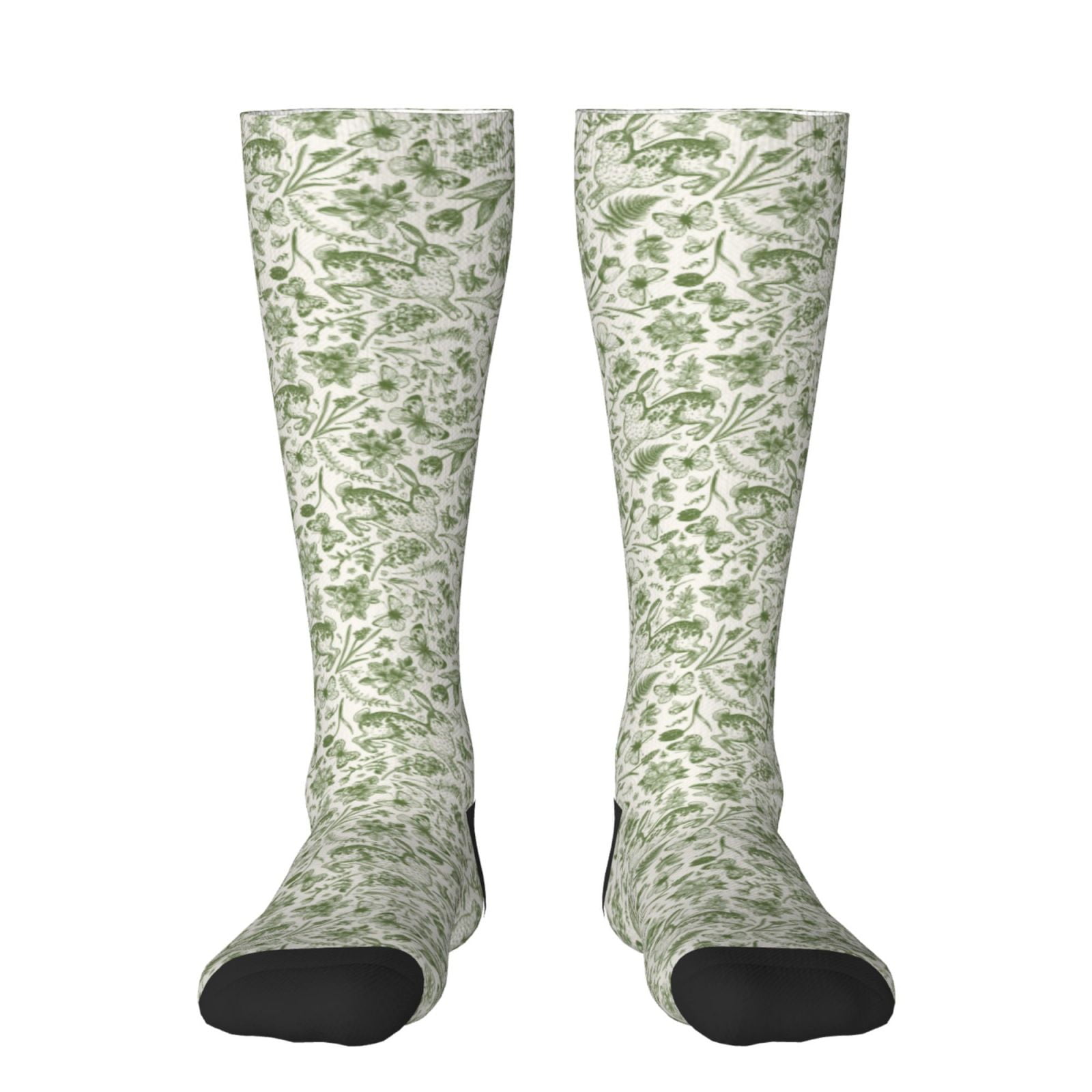 Fotbe Green Rabbit print Women's Men's Novelty Crew Socks Cotton Socks