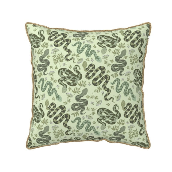 Fotbe Green Snake Pattern Velvet Decorative Throw Pillow Covers with Elegant Piping, Soft Plush Cushion Cover for Sofa, Bed, Car, Office-20"x20"