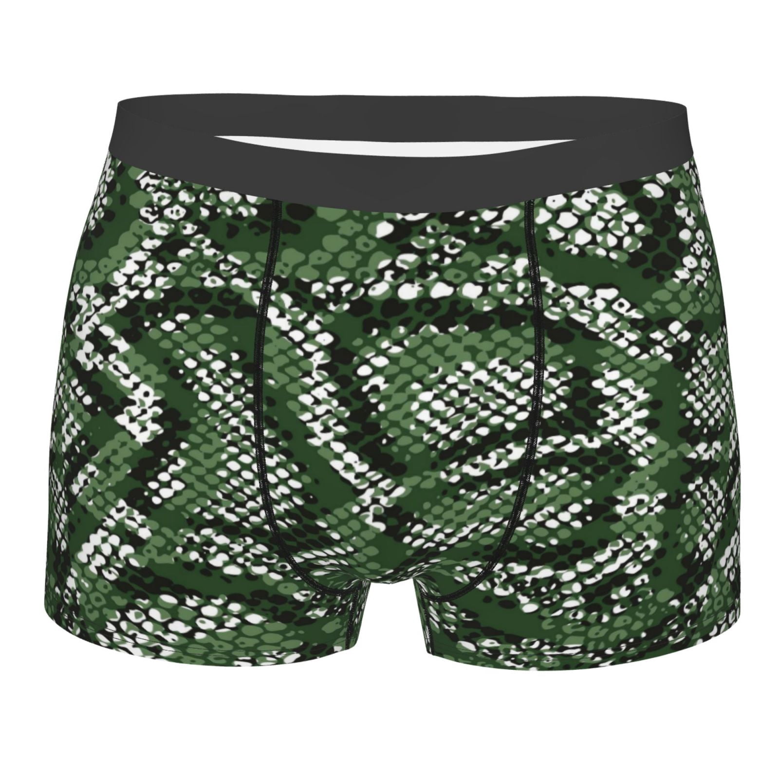 Fotbe Green Snakeskin Men’s Total Support Pouch Boxer Briefs, XTemp