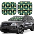 thumbnail image 1 of Fotbe Green Squares 2-Piece Car Windshield Sun Shade | Sun Blocker for Car Windshield | Foldable Automotive Interior Accessories for Sun Protection-Large, 1 of 7