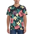 thumbnail image 1 of Fotbe Green Tropical Leaves Baseball Jersey Shirt for Men and Women, Casual Short Sleeves Button Down T-Shirt-, 1 of 9
