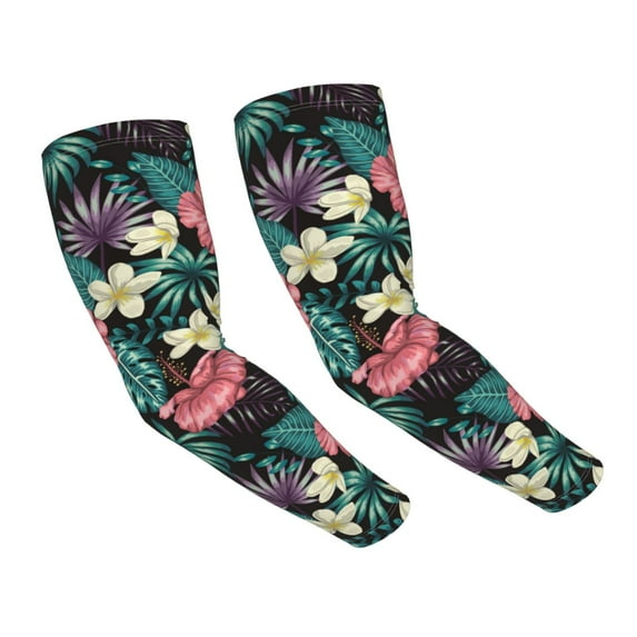 Fotbe Green Tropical Leaves UV Sun Protection Arm Sleeves - Tattoo Cover Up - Basketball Arm Sleeve UPF 50 Cooling for Men Women