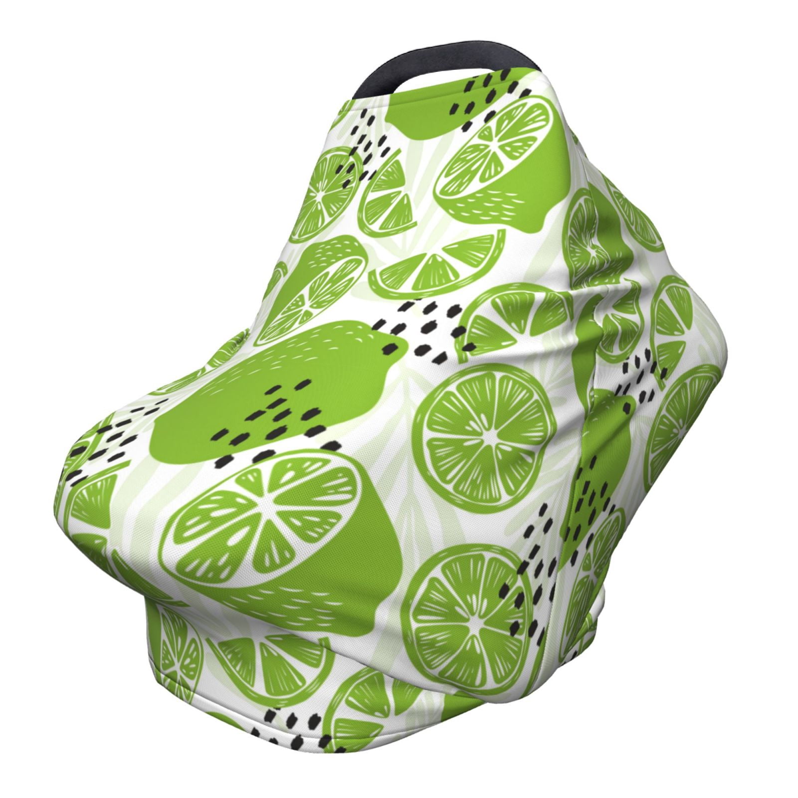 Fotbe Green Various Lemons Pattern Car Seat Covers for Babies, Nursing Breastfeeding Cover Carseat Canopy, Soft Stretchy Carrier Cover