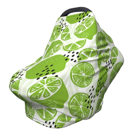 Fotbe Green Various Lemons Pattern Car Seat Covers for Babies, Nursing Breastfeeding Cover Infant Carseat Canopy, Soft Stretchy Carrier Cover