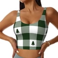 thumbnail image 1 of Fotbe Green White Lumberjack Plaid Pattern Womens' Sports Bra Longline Wirefree Padded with Medium Support Sports Moisture-Wicking Workou Vest,Tank Top-, 1 of 9