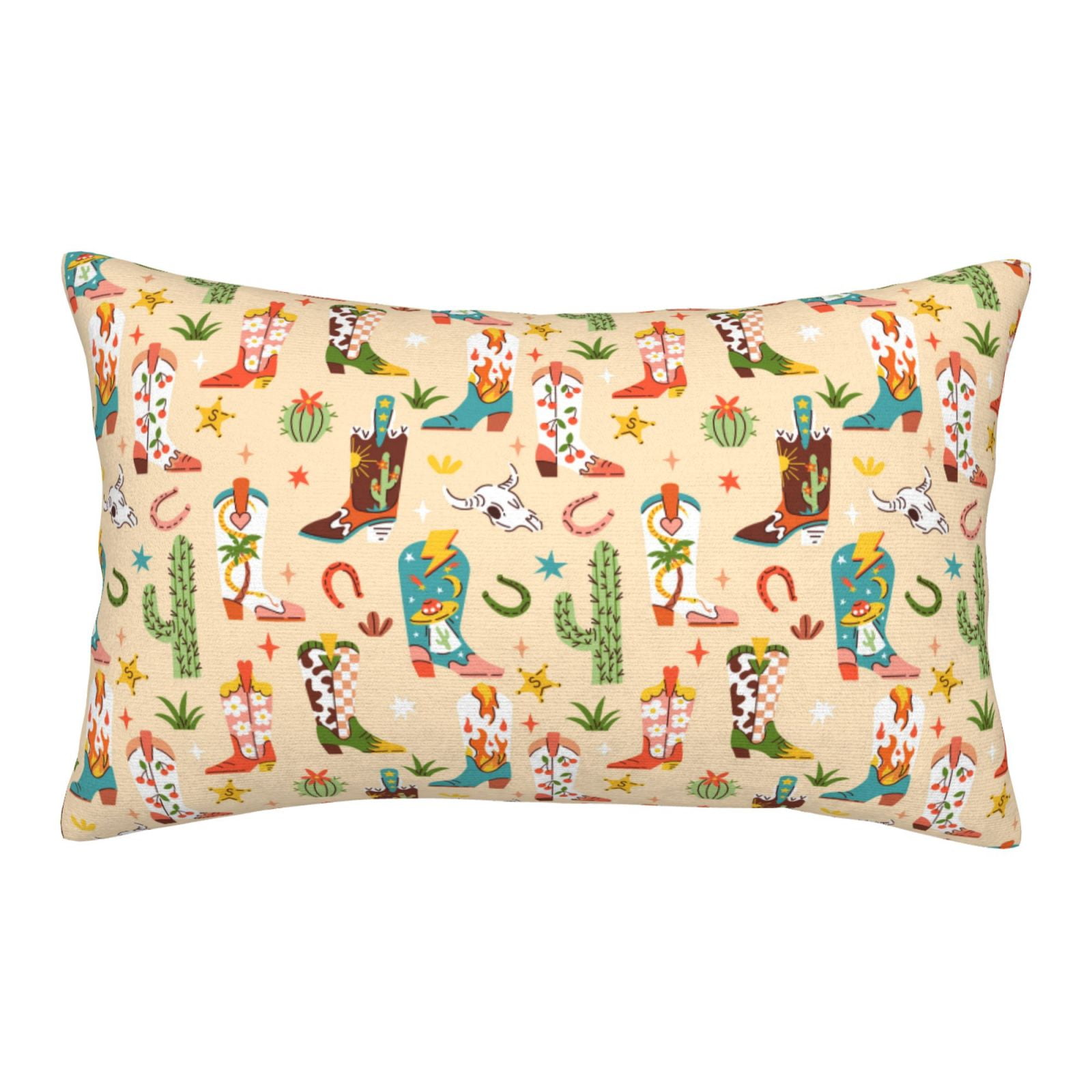 Fotbe Groovy American Western Footwear Pillow Cases Envelope Closure