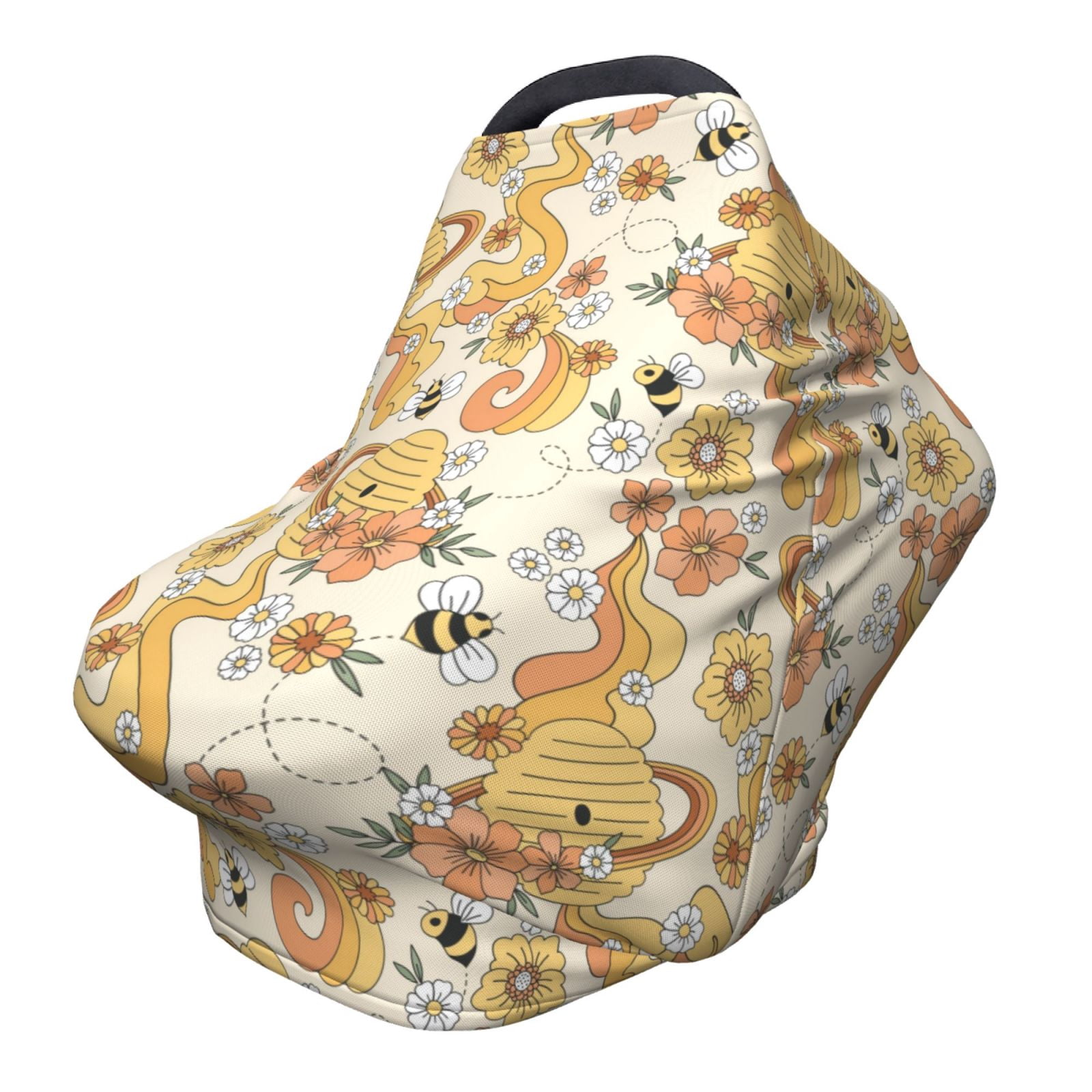 Fotbe Groovy Floral Pattern Car Seat Covers for Babies, Nursing Breastfeeding Cover Carseat Canopy, Soft Stretchy Carrier Cover