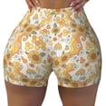 thumbnail image 1 of Fotbe Groovy Hippie Flower Mushrooms Seamless Shorts, Womens Workout Shorts High Waist Stretch Booty Short for Gym/Yoga/Running/Biking-Small, 1 of 9