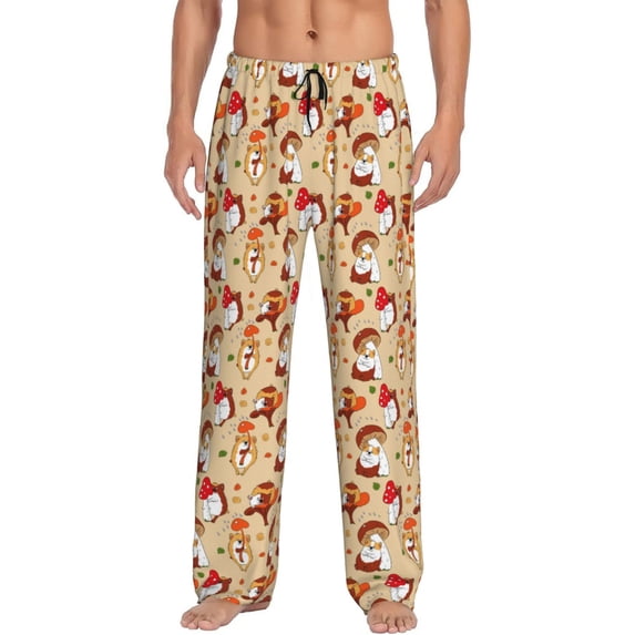 Fotbe Guinea Pigs And Mushrooms Men's Pajama Pants,Sleepwear Pants,Pj Bottoms Drawstring And Pockets-XX-Large