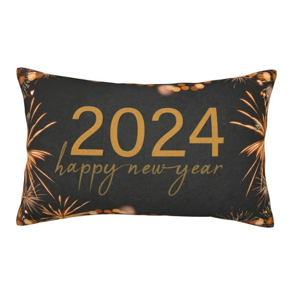 Fotbe HAPPY NEW YEAR 2024 Pillow Cases - Envelope Closure - Luxury, Extra Soft, Cooling Pillow Covers - Wrinkle, Fade, Stain Resistant-16"x24"