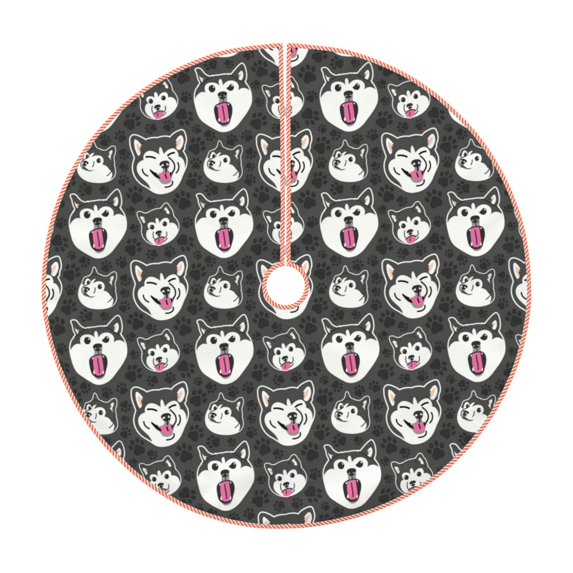 Fotbe HUSKY Face Pattern Christmas Tree Skirt, Tree Skirts Plush Christmas Decorations, Christmas Tree Skirts Xmas Decorations Holiday Party Decor-30"