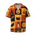 thumbnail image 1 of Fotbe Halloween Banner Symbols print Short Sleeve Button Down Shirts for Men Casual Summer Beach Wrinkle Free Shirt-3X-Large, 1 of 7