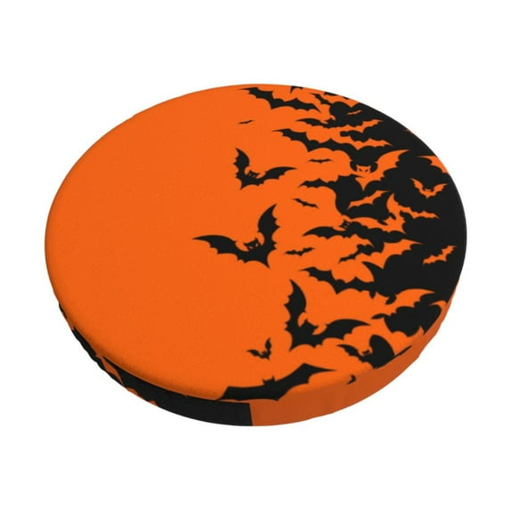 Fotbe Halloween Bats Stool Covers Round,Waterproof Round Bar Stool Covers Bar Chair Covers Washable Stool Cushion Slipcover for 12-14 Inch Chair-13 inch