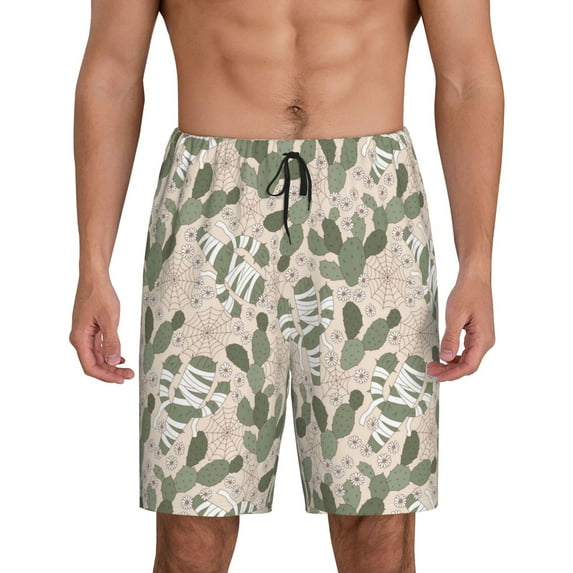 Fotbe Halloween Cactus Pajama Shorts for Men, Men's Pajama Bottoms, Sleepwear,Short Pajama Pants-4X-Large